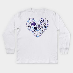 Heart Love Science Kids Long Sleeve T-Shirt